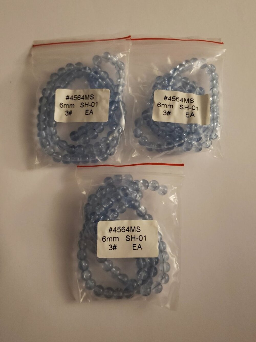 3 Light Blue Round Crackle Glass Beads Strand of Beads Jewelry Making Crafts